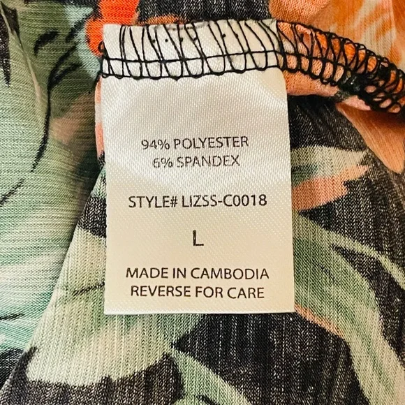 Floral Print Blouse - Black, Orange, Pink - Picture 4 of 4